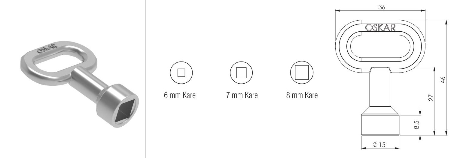 MİNİ BOY 6 MM KARE ANAHTAR -KROM KAPLAMA