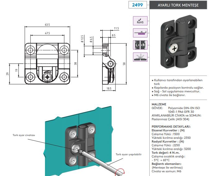 AYARLI TORK MENTEŞE 66X38 mm