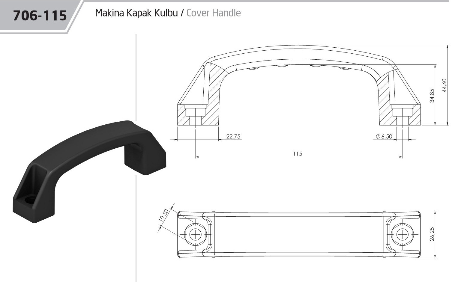 MAKİNA KAPAK KULPU 115 MM