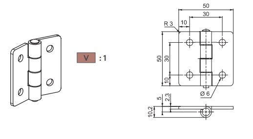 50*50 YAPRAK MENTEŞE V1 - ÇELİK - ÇİNKO KAPL.