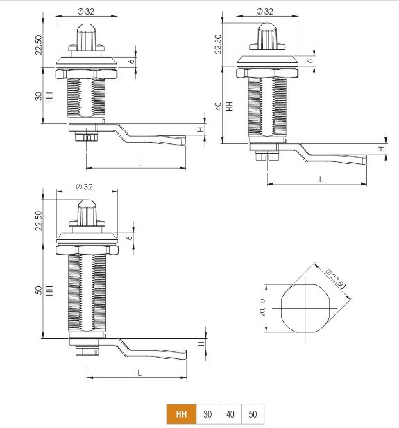 KELEBEK YAYLI PANO KİLİDİ H:40MM KROM KAPLAMA