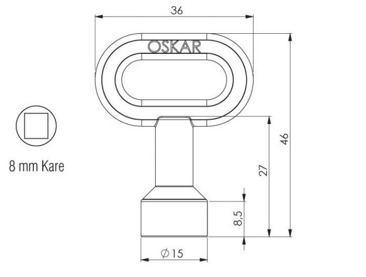 KÜÇÜK BOY 8 MM KARE ANAHTAR -KROM KAPLAMA