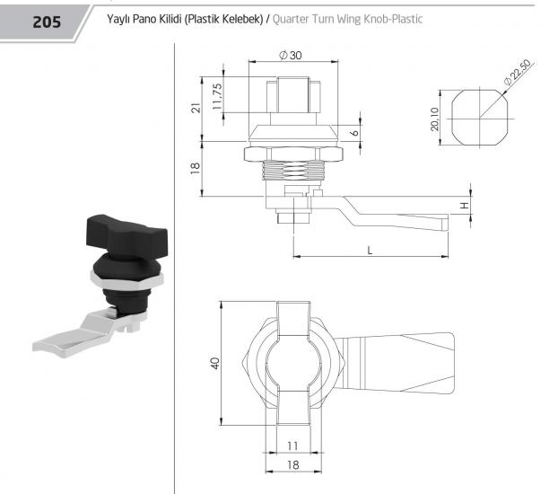 PLASTİK KELEBEK YAYLI PANO KİLİDİ