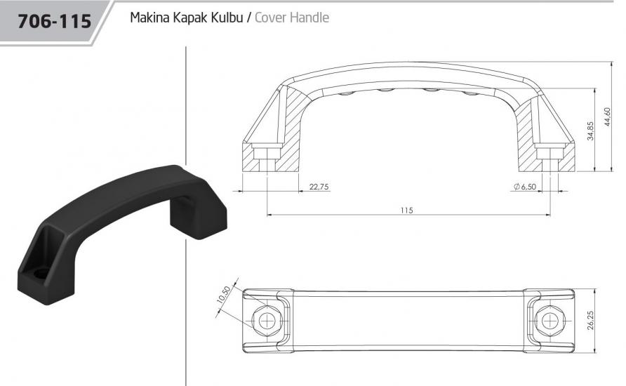 MAKİNA KAPAK KULPU 115 MM