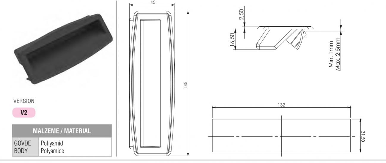 GEÇME KAPAK TUTAMAĞI -ELÇEK RAL 9005