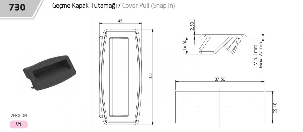 GEÇME KAPAK TUTAMAĞI -ELÇEK RAL 9005