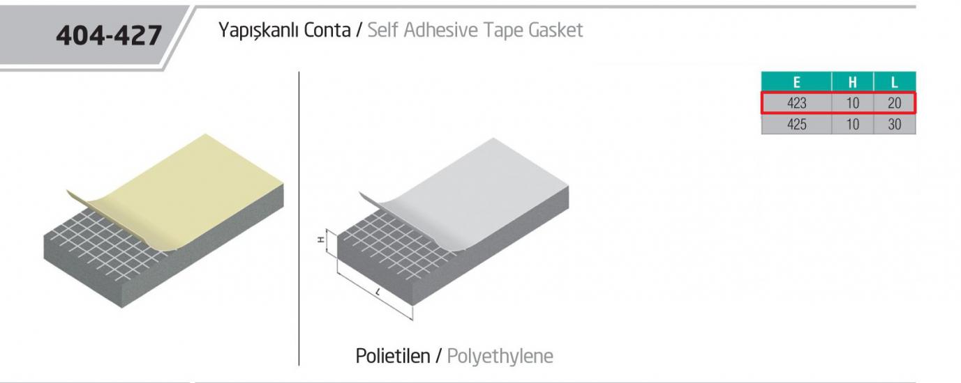 10mm*20mm POLİETİLEN CONTA (YAPIŞKANLI)